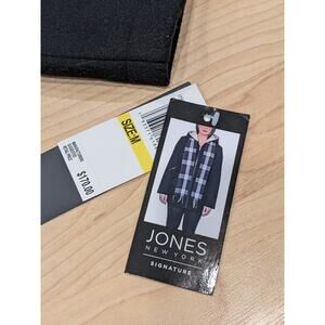 Jones New York Signature Hooded Zipper Black Jacket M
